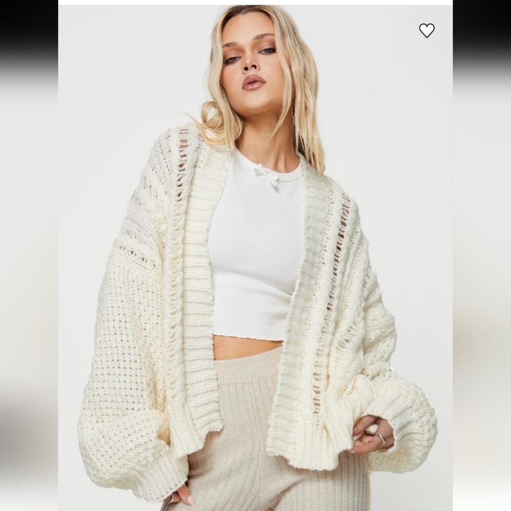 NWT Princess Polly Cream Abner Cable Knit Cardigan Sz XS/S - Picture 5 of 15